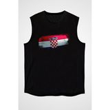 Darkhane Hırvatistan - Croatia Siyah Unisex Kolsuz Tişört Kesik Kol T-Shirt - 001-Siyah - XS