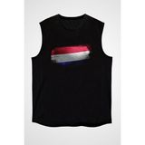 Darkhane Hollanda - Netherlands Siyah Unisex Kolsuz Tişört Kesik Kol T-Shirt - 001-Siyah