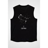 Darkhane Ikizler Burcu Siyah Unisex Kolsuz Tişört Kesik Kol T-Shirt - 001-Siyah