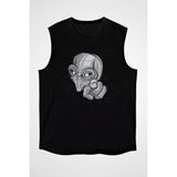 Darkhane Işaret Eden Alien Siyah Unisex Kolsuz Tişört Kesik Kol T-Shirt - 001-Siyah - 2XL