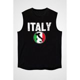 Darkhane Italya Siyah Unisex Kolsuz Tişört Kesik Kol T-Shirt - 001-Siyah - XL