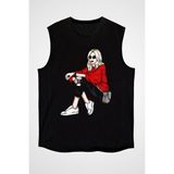 Darkhane Kahve Sevgisi Fashion Siyah Unisex Kolsuz Tişört Kesik Kol T-Shirt - 001-Siyah