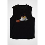 Darkhane Kahve ve Kurbağa Siyah Unisex Kolsuz Tişört Kesik Kol T-Shirt - 001-Siyah - 2XL
