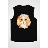 Darkhane Kahverengi Poodle Kaniş Siyah Unisex Kolsuz Tişört Kesik Kol T-Shirt - 001-Siyah - XL