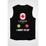 Darkhane Kanada Siyah Unisex Kolsuz Tişört Kesik Kol T-Shirt - 001-Siyah - XS