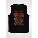 Darkhane Kaplan Deseni Siyah Unisex Kolsuz Tişört Kesik Kol T-Shirt - 001-Siyah - 2XL
