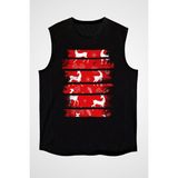 Darkhane Kar Tanesi Geyik Siyah Unisex Kolsuz Tişört Kesik Kol T-Shirt - 001-Siyah - 2XL