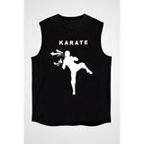 Darkhane Karate Ninja Siyah Unisex Kolsuz Tişört Kesik Kol T-Shirt - 001-Siyah - 2XL