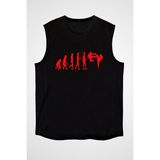 Darkhane Karate Siyah Unisex Kolsuz Tişört Kesik Kol T-Shirt - 001-Siyah - M