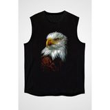 Darkhane Kartal Siyah Unisex Kolsuz Tişört Kesik Kol T-Shirt - 001-Siyah