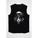 Darkhane Kaskı Parçalanan Pilot Siyah Unisex Kolsuz Kesik Kol T-Shirt - 001-Siyah
