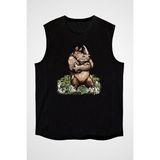 Darkhane Kaslı Gergedan Siyah Unisex Kolsuz Tişört Kesik Kol T-Shirt - 001-Siyah - 2XL