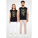 Darkhane Kavun Siyah Unisex Kolsuz Tişört Kesik Kol T-Shirt - 001-Siyah