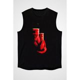 Darkhane Kick Boks Eldivenleri Siyah Unisex Kolsuz Tişört Kesik Kol T-Shirt - 001-Siyah