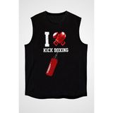 Darkhane Kick Boks Siyah Unisex Kolsuz Tişört Kesik Kol T-Shirt - 001-Siyah - M