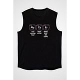 Darkhane Kimya Periyodik Tablo Anne Siyah Unisex Kolsuz Kesik Kol T-Shirt - 001-Siyah