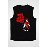 Darkhane Kırmızı Balonlar Fashion Siyah Unisex Kolsuz Tişört Kesik Kol T-Shirt - 001-Siyah