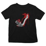 Darkhane Kırmızı Bantlı Ayakkabı Tarzı Fashion Siyah Unisex Çocuk Tişört T-Shirt - 001-Siyah - 3 - 4 Yaş