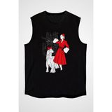 Darkhane Kırmızı Paltolu Kız Fashion Siyah Unisex Kolsuz Tişört Kesik Kol T-Shirt - 001-Siyah