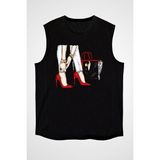 Darkhane Kırmızı Stiletto ve Çanta Fashion Siyah Unisex Kolsuz Kesik Kol T-Shirt - 001-Siyah - XS