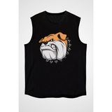 Darkhane Kızgın Bulldog Siyah Unisex Kolsuz Tişört Kesik Kol T-Shirt - 001-Siyah
