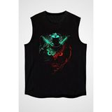 Darkhane Kızgın Kedi Siyah Unisex Kolsuz Tişört Kesik Kol T-Shirt - 001-Siyah