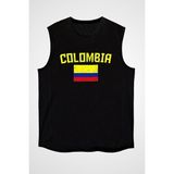 Darkhane Kolombiya Siyah Unisex Kolsuz Tişört Kesik Kol T-Shirt - 001-Siyah - 2XL
