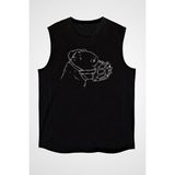Darkhane Koruma Ağızlıklı Pitbull Siyah Unisex Kolsuz Tişört Kesik Kol T-Shirt - 001-Siyah - 2XL