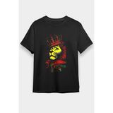 Darkhane Kral Taçlı Aslan Siyah Unisex Tişört T-Shirt - 001-Siyah - M