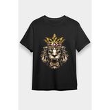 Darkhane Kral Taçlı Aslan Siyah Unisex Tişört T-Shirt - 001-Siyah