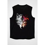 Darkhane Kurt Siyah Unisex Kolsuz Tişört Kesik Kol T-Shirt - 001-Siyah - 2XL