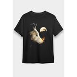 Darkhane Kurt ve Ay Siyah Unisex Tişört T-Shirt - 001-Siyah