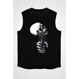 Darkhane Kuru Kafa Siyah Unisex Kolsuz Tişört Kesik Kol T-Shirt - 001-Siyah