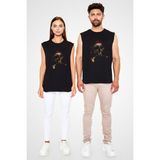 Darkhane Kurukafa Korsan Siyah Unisex Kolsuz Tişört Kesik Kol T-Shirt - 001-Siyah