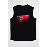 Darkhane Kuzey Kore - North Korea Siyah Unisex Kolsuz Tişört Kesik Kol T-Shirt - 001-Siyah - M