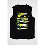 Darkhane Limon Siyah Unisex Kolsuz Tişört Kesik Kol T-Shirt - 001-Siyah - 2XL