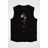Darkhane Lsd Molekülü Siyah Unisex Kolsuz Tişört Kesik Kol T-Shirt - 001-Siyah