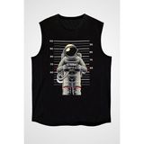 Darkhane Mahkum Astronot Siyah Unisex Kolsuz Tişört Kesik Kol T-Shirt - 001-Siyah - XL