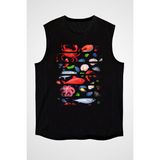 Darkhane Midye Içinde Sedefli Inci Istiridye Siyah Unisex Kolsuz Tişört Kesik Kol T-Shirt - 001-Siyah - XS