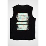 Darkhane Midye ve Mercanlar Siyah Unisex Kolsuz Tişört Kesik Kol T-Shirt - 001-Siyah - XS