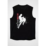 Darkhane Muay Thai Siyah Unisex Kolsuz Tişört Kesik Kol T-Shirt - 001-Siyah