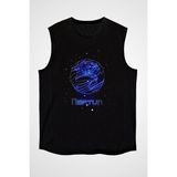 Darkhane Neptün Çizim Siyah Unisex Kolsuz Tişört Kesik Kol T-Shirt - 001-Siyah - XL