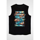 Darkhane Palyaço Nemo Balığı Siyah Unisex Kolsuz Tişört Kesik Kol T-Shirt - 001-Siyah