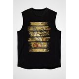 Darkhane Papağan Siyah Unisex Kolsuz Tişört Kesik Kol T-Shirt - 001-Siyah - M
