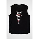 Darkhane Papyonlu Centilmen Kurt Siyah Unisex Kolsuz Tişört Kesik Kol T-Shirt - 001-Siyah - XL