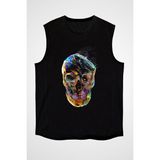 Darkhane Patlayan Balon Kuru Kafa Siyah Unisex Kolsuz Kesik Kol T-Shirt - 001-Siyah - M