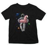 Darkhane Pelikan Can Simidi ve Astronot Siyah Unisex Çocuk Tişört T-Shirt - 001-Siyah - 1 - 2 Yaş