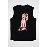 Darkhane Pembe Elbise Fashion Moda Siyah Unisex Kolsuz Tişört Kesik Kol T-Shirt - 001-Siyah - 2XL