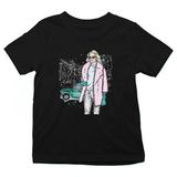 Darkhane Pembe Kürk Tarzlı Kız Fashion Siyah Unisex Çocuk Tişört T-Shirt - 001-Siyah - 7 - 8 Yaş