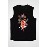 Darkhane Pembe Yılan Siyah Unisex Kolsuz Tişört Kesik Kol T-Shirt - 001-Siyah - 2XL
